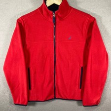 Nautica Kids Fleece Jacket Boys M 10-12 Red Full Zip Logo Youth Coat