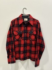 Kings Road Sears 60  s Flannel Loop Collar Medium 1960  s 1970  s Vintage Rare