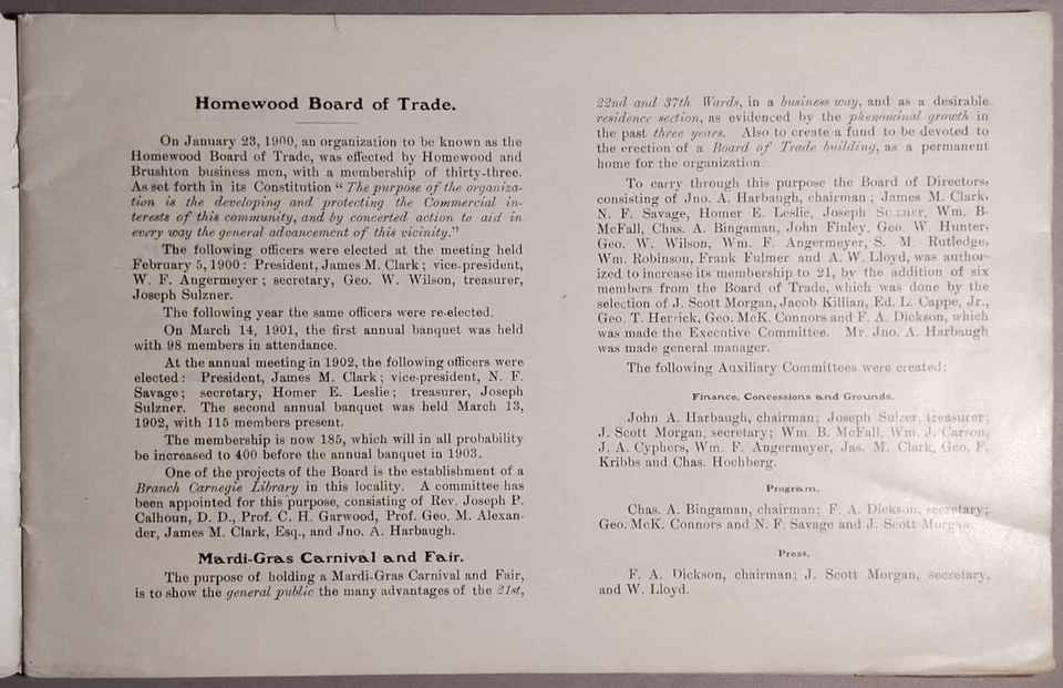 Libro de visualización del programa de carnaval Homewood Pittsburgh PA 1902 B5-71 Foto 4 de 4