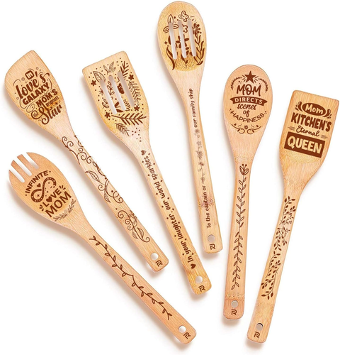 Riveria moderne 6 Stück Holzlöffel zum Kochen, Muttertagsgeschenke für Mama - Mutter - Bild 9 von 12