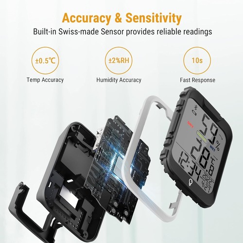 ThermoPro TP358 Digitales Raumthermometer Luftfeuchtigkeit Temperatur Messgerät Bluetooth - Bild 10 von 13