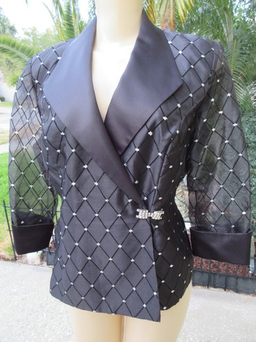 R&M Collection Black Sheer Glitter Blouse Size 8 Pre-Owned Excellent - Picture 3 of 10