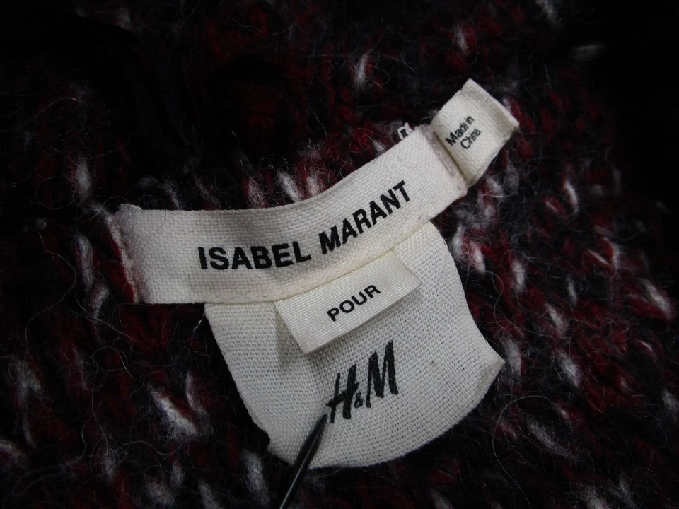 Isabel Marant H&M Suéter Mujer Pequeño Rojo Lana Alpaca Cremallera Completa Sudadera con Capucha Cárdigan Foto 2 de 4