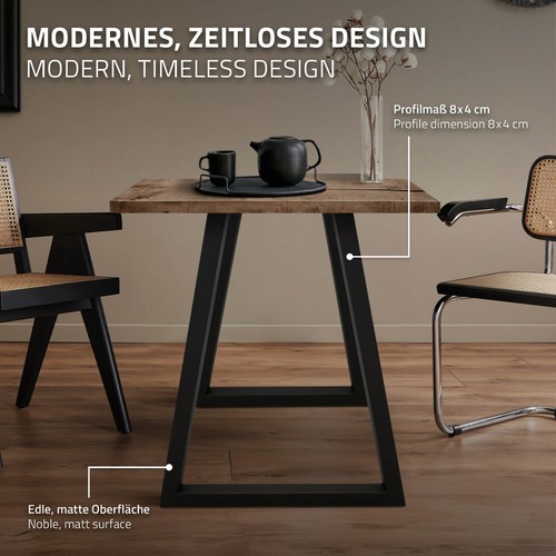 Tischbeine Tischgestell Trapez-Design Industriedesign Stahl 60 x 72 cm Schwarz - Bild 4 von 7