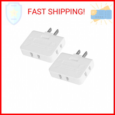 3 Way Flat Wall Plug Outlet Adapter - 2-Prong Swivel Mini Indoor Wall ...