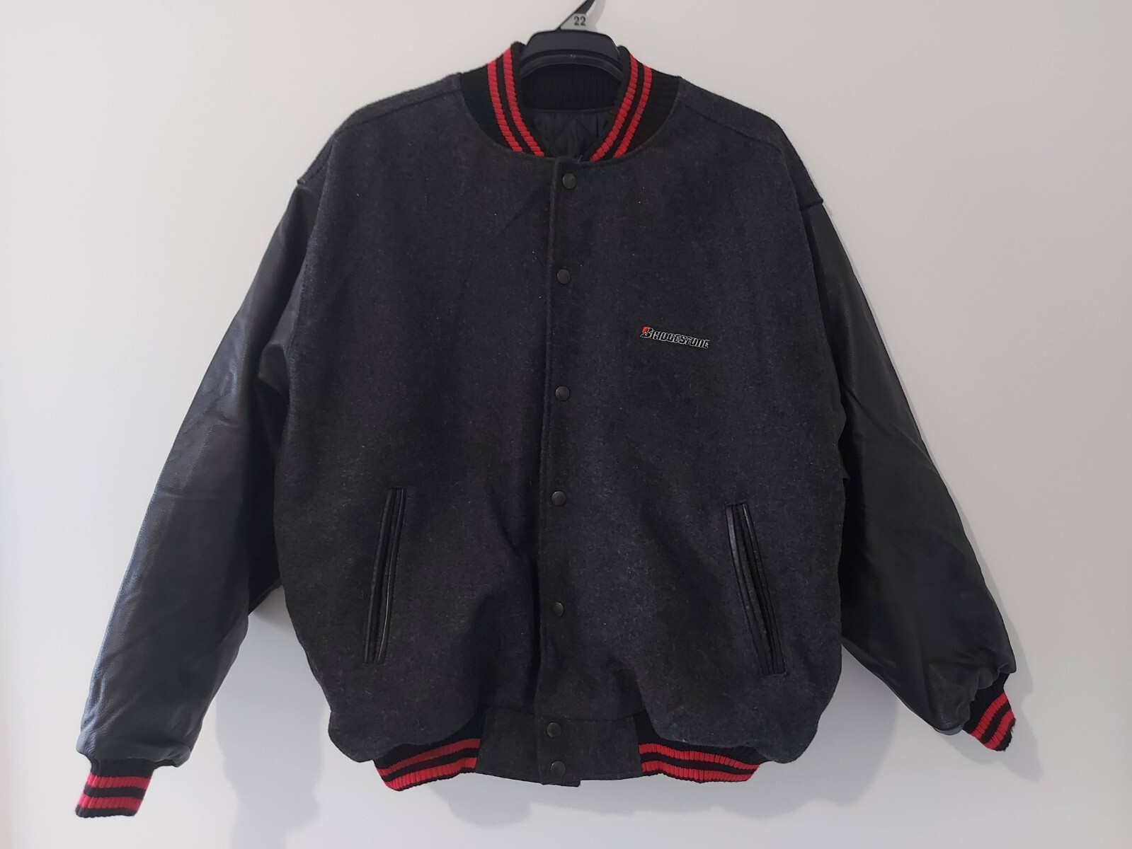 Bridgestone Mens XL Bomber Jacket with Vinyl Sleeves Made in Australia-image