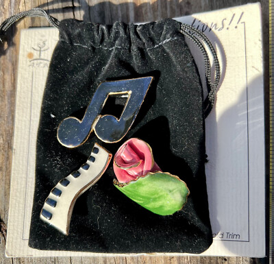 #ad #ad ExClaymations Music By Art To Wear Pin Brooch Handcrafted 22 K Gold Trim $24.95