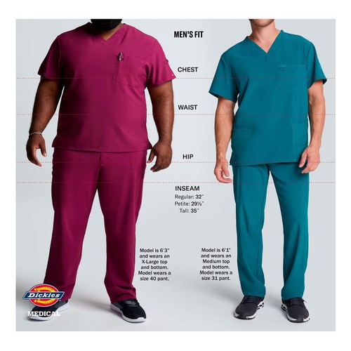 Dickies Balance Men's Men Scrubs Top Tuckable V-Neck Plus Size DK865, 3XL, White - Picture 4 of 8