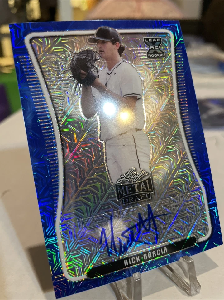 2020 Leaf Metal Draft Nick Garcia Blue Mojo Prismatic Auto #5/10 Pirates BA-NG2 - Image 3 of 4