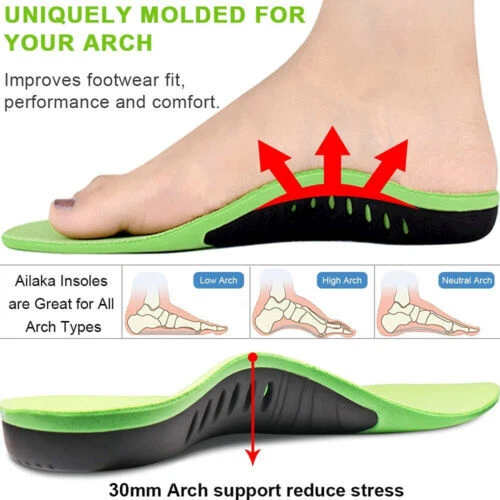 Orthotic Shoe Insoles Inserts-Flat Feet/High Arch Support for Plantar-Fasciitis - Picture 3 of 32