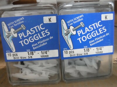 ( 2 PK )Midwest Fastener 10560 Plastic Toggle With Screw 3/8'' - 1/4'' 10 PCS EACH
