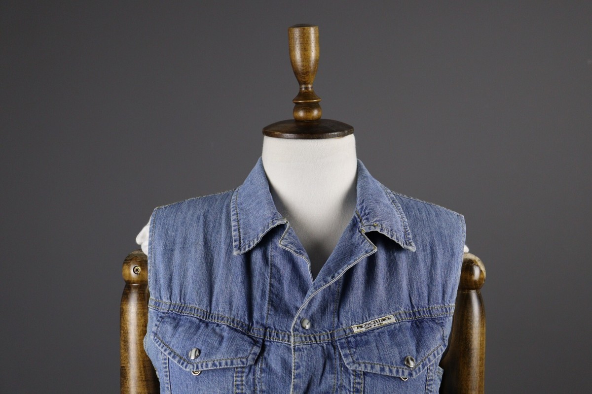 ベスト・ジレ Moschino Jeans Vest With Buttons MOSCHINO CHEAP AND CHIC Blue Denim Collared Vest Gillet Size