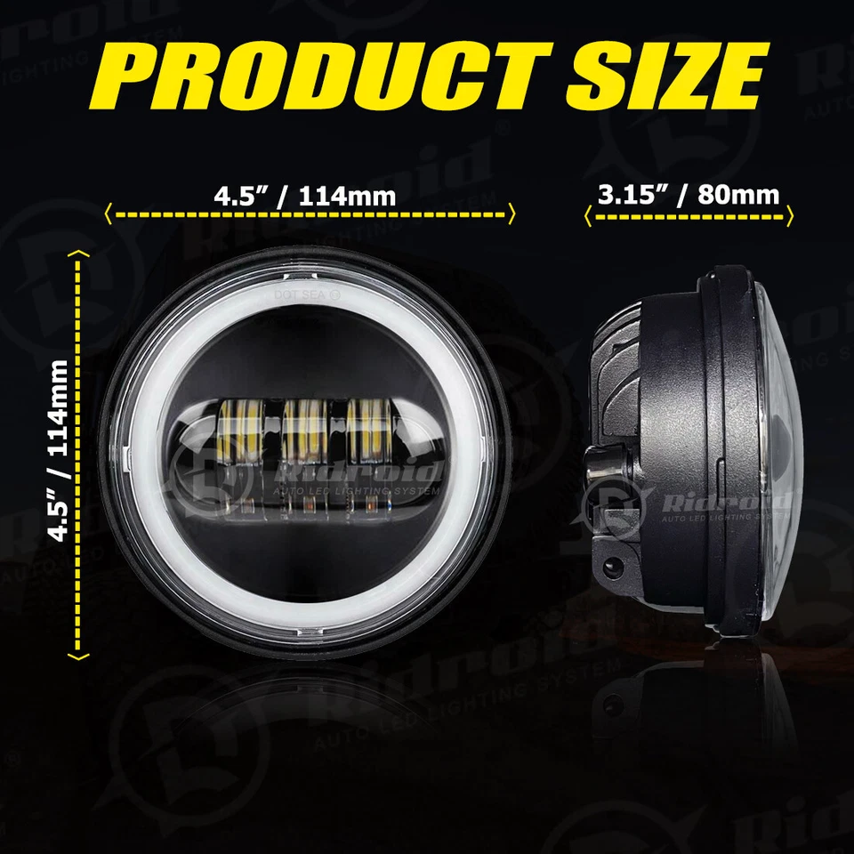 Faro LED de 7" + luces antiniebla de paso de 4,5" para Harley Davidson Touring Road King Foto 3 de 4