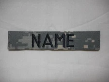 CUSTOM EMBROIDERED ACU NAME TAPE, NEW, 5 INCH LENGTH, WITH HOOK FASTENER*