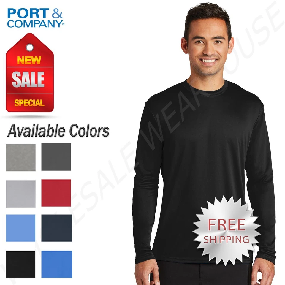 Port & Company Mens Dri-Fit Long Sleeve Workout UPF50 Protection T-Shirt PC380LS