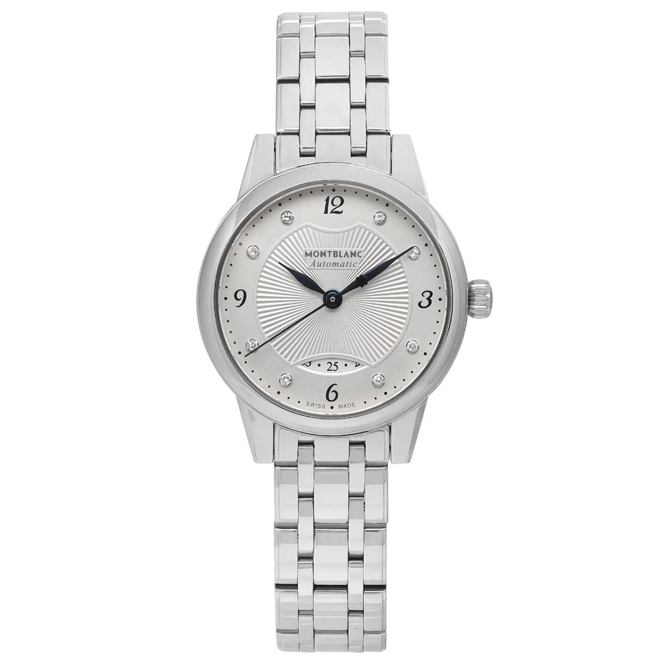 Reloj automático para dama Montblanc Boheme 28 mm acero diamante esfera blanca 116498