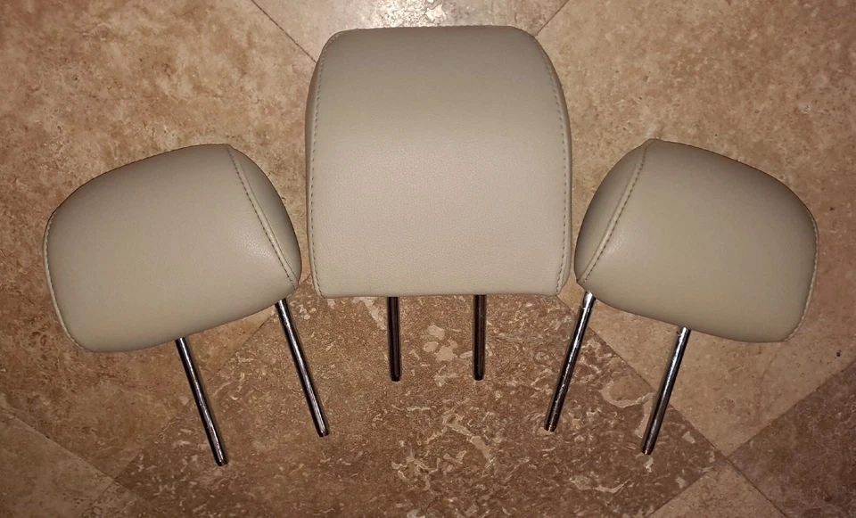 c 2013-2016 Ford Fusion Rear Seat Leather Head Rest Set of 3 Beige Foto 2 de 4