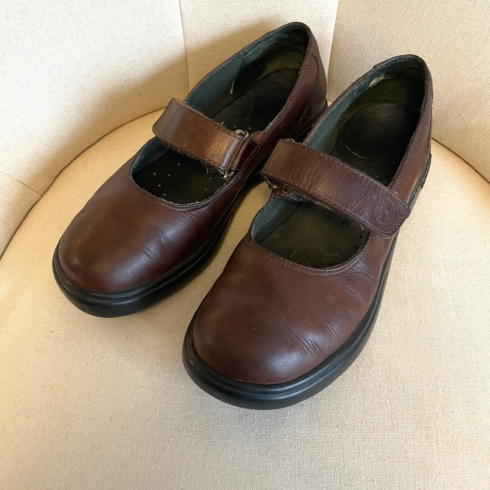 Timberland pelle Mary Janes donna taglia 8 marrone 37331 comfort classico difetto raro