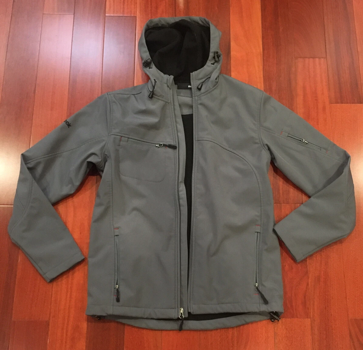 Reebok Men’s Hooded Softshell Thermal Jacket Gray Size Small adidas nike nb