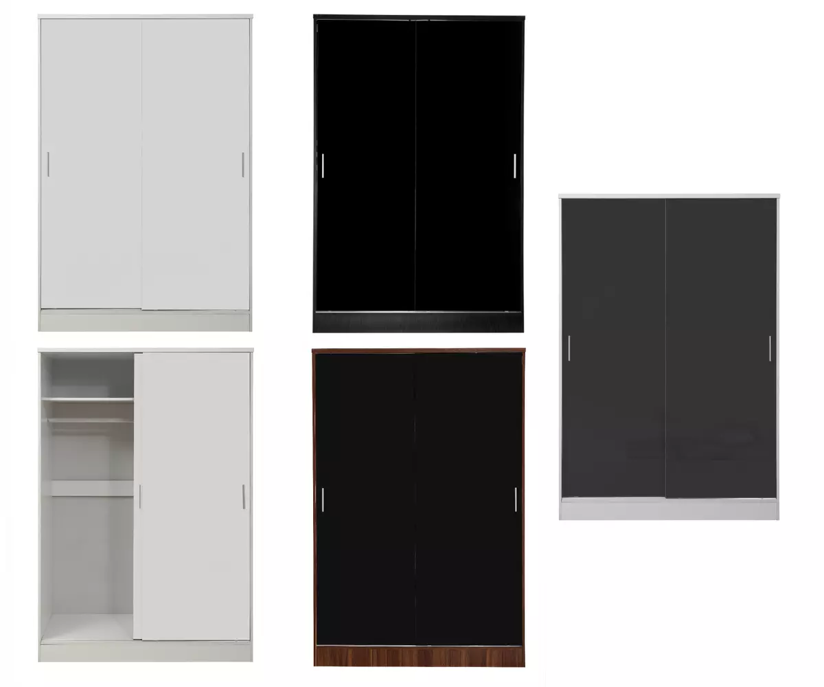 REFLECT XL 2 Door SLIDING Wardrobe High Gloss Doors Matt Carcass Flat Packed