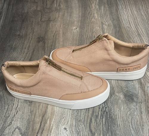 DKNY WOMENS RAVYN TAUPE/BLUSH SLIP ON SNEAKERS 1” PLATFORMS SIZE 8.5 NEW W/O BOX - Picture 7 of 8