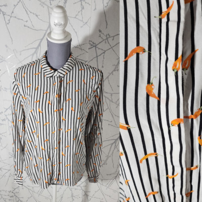 B. Young Striped Chilli Peppers Printed Shirt  | Women's M