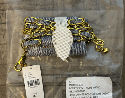 Anthropologie Chain Coin Purse Belt Bag Denim Chain Size M/L  display picture 3