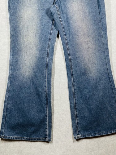 Womens Wide Leg Flap Pocket Jeans Size L (8/10) Embellished Cross Western Grunge - Picture 4 of 15