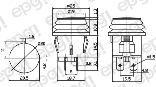 INTERRUPTOR PULSADOR ILUMINADO SPST (ENCENDIDO/APAGADO) ROJO 20 AMPERIOS - 12VDC #66-2490-1PK - Imagen 2 de 3