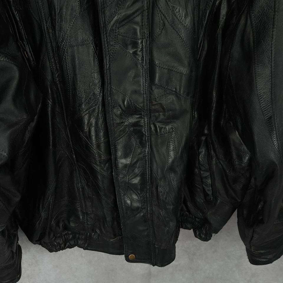 Chaqueta Maxam De Colección Para Hombres 2XL Negra Italiana Mosaico Piel de Cordero Cuero Genuino Motociclista Foto 2 de 4