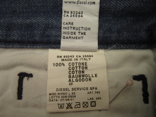 AUTÉNTICO. DIÉSEL IND. JEANS DE HOMBRE RIVEC ART# 793 CALCE RELAJADO TALLA 32 X 31 VIC-THOR1 - Imagen 7 de 9