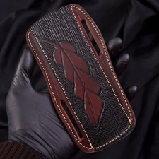 Handmade Leather Tool Case ENGRAVED PANCAKE Fixed Blade Knife Belt Sheath 1791