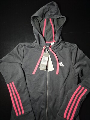 Womens Small Adidas Full Zip Hooded Sweatshirt With Tags Black