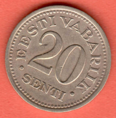 ESTONIA 1935 s. 20 SENTI COIN 7116