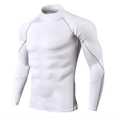 Herren Rollkragen Kompression Basisschicht Oberteil Fitness Tights Sport Langarmshirt - Bild 13 von 26