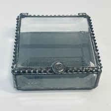Clear and Stained Leaded Glass Trinket Jewelry Box
