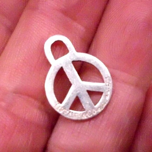 Tiffany & Co. Sterling Silver Peace Sign Pendant Charm Tab