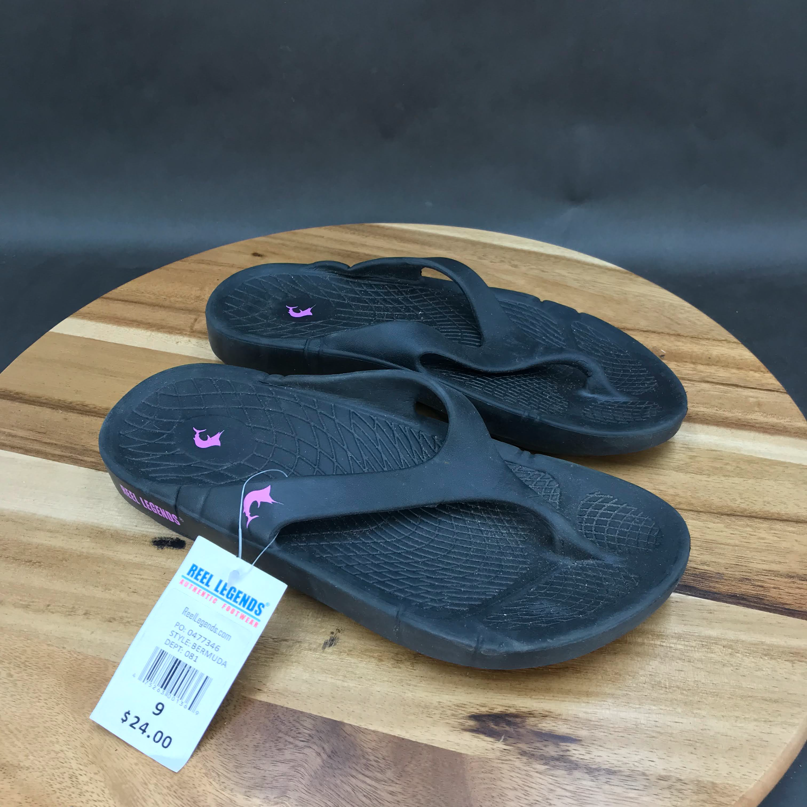 Reel Legends Black Rubber Boat Fishing Flip Flops Sandals Womens Size 9 |  eBay
