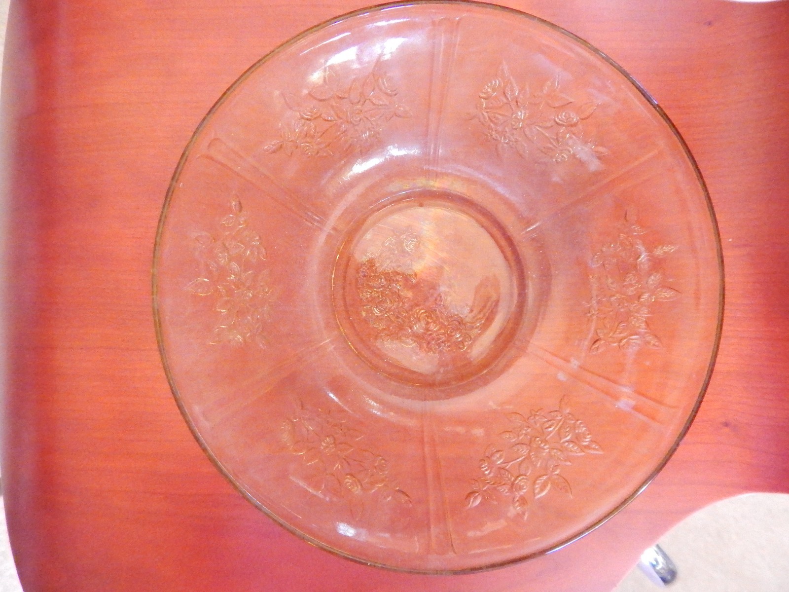 Vintage Amber Depression Glass 8.5 Inch Sharon Cabbage Rose Serving Berry Bowl-image