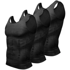 Mens 3 Pack Body Shaper Slimming Tummy Vest Chest Compression Shirt Tank Top 3XL