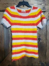 Urban Outfitters Drew Striped Faux Fur Customized Women's Body Fitting Shirt M