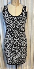 Vintage Women’s Blk/White Knit Sleeveless Dress Sz S Pre-owned 