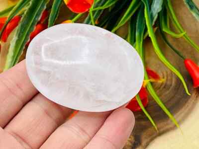 Clear Quartz Palm Stone, Pocket Oval Crystal Worry Soap Healing Gemstones, 2''