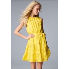 NWT Simply Vera Vera Wang Smocked Neck Day Dress Yellow Size L