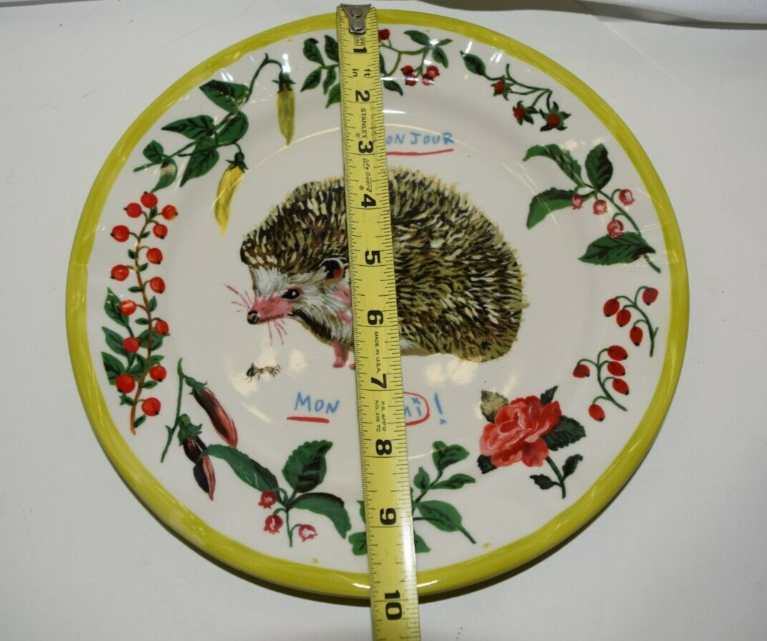 ANTHROPOLOGIE NATHALIE LETE HEDGEHOG FRANCOPHILE 10” DINNER PLATE