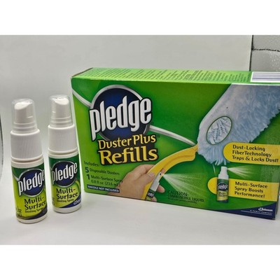 Pledge Duster Refills 2 Multi Surface Spray & 5 Disposable Dusters NO HANDLE 
