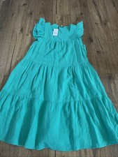NWT 98 J CREW 100 Cotton Summer Ruffle Sleeve Mint Knee Length Dress - 6
