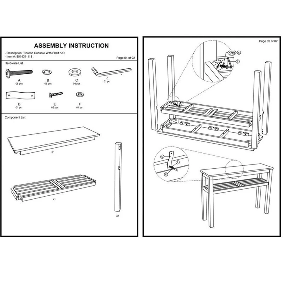 Nueva Mesa Consola Pacific Direct Tiburon 43.5" Madera con Estante en Marrón/Ámbar Foto 4 de 4