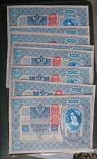 Austria, 9 x A/UNC, 1000 Kronen Banknotes, 1902. (3 & 5 Consecutive). Pick # 59?