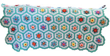 HANDMADE Crochet Granny Square Throw Blanket Afghan Springtime 62" x 38"